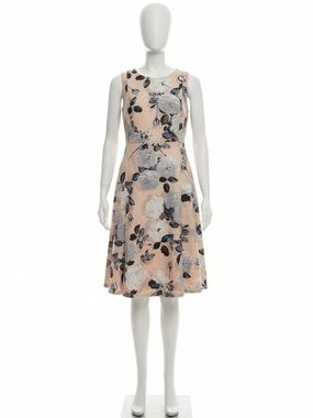 Calvin Klein Blush Peach Floral Sleeveless Midi Dress